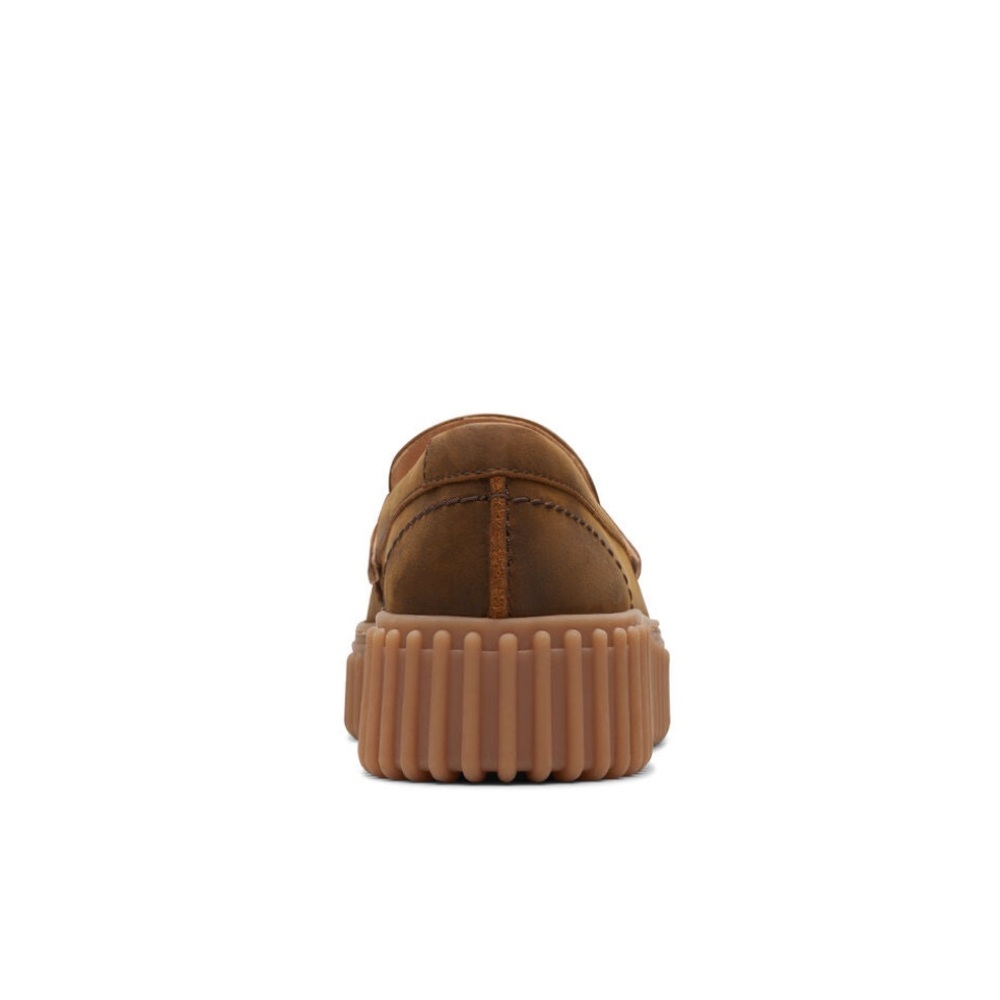 Clarks Brown Platform Penny Loafers - Picture 5 of 16